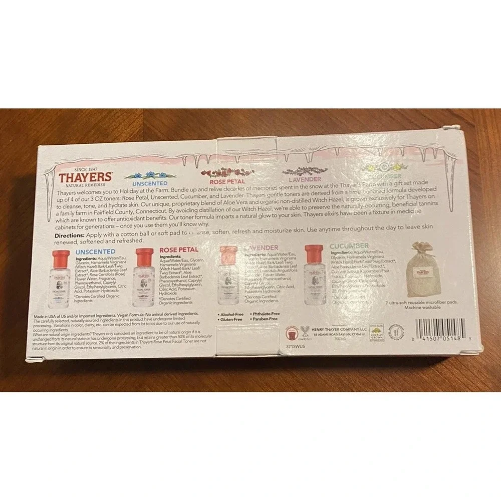 Thayers Holiday Gift Set Facial Toners Witch Hazel Rose Petal Lavender - Picture 2 of 8